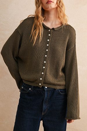 Andie Oversized Cotton Button-Up Sweater