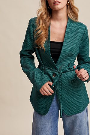 Brenda Houndstooth Belted Blazer
