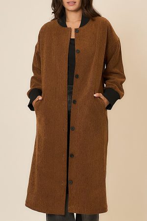 Claudia Longline Corduroy Button Front Coat