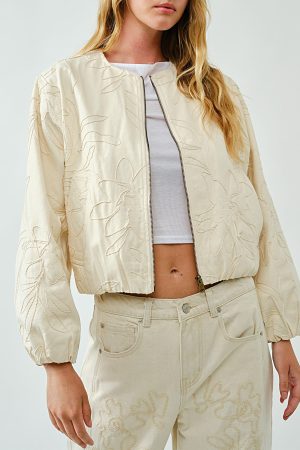 Eunice Embroidered Cotton Bomber Jacket
