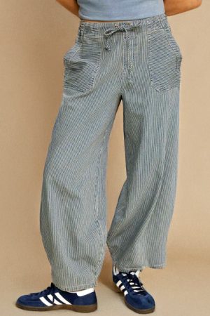 Fiona Railroad Stripe Denim Balloon Pants