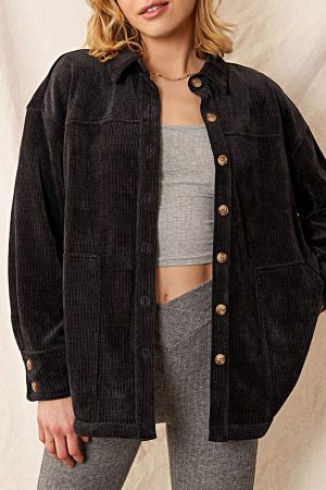 Gracie Brushed Corduroy Button Down Shirt Jacket