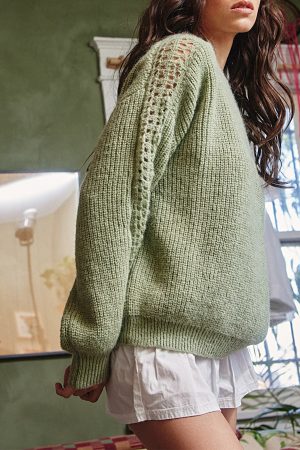 Lexi Open Knit Sage Green Sweater