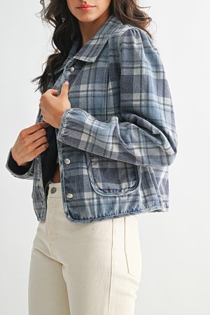 Liv Blue Plaid Denim Jacket