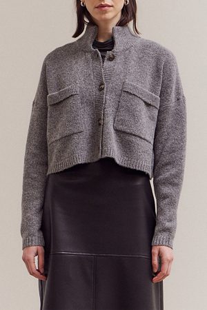 Macy Cropped + Boxy Button Cardigan