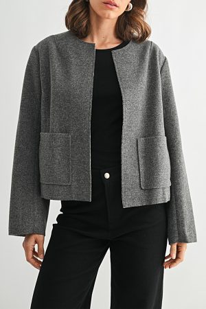 Maggie Boxy Gray Cropped Jacket