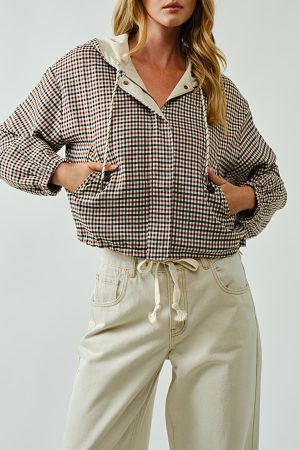 Parker Plaid Hooded Bomber Jacket