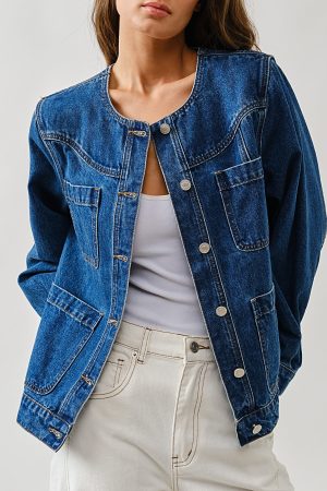 Suri Crew Neck Denim Jacket