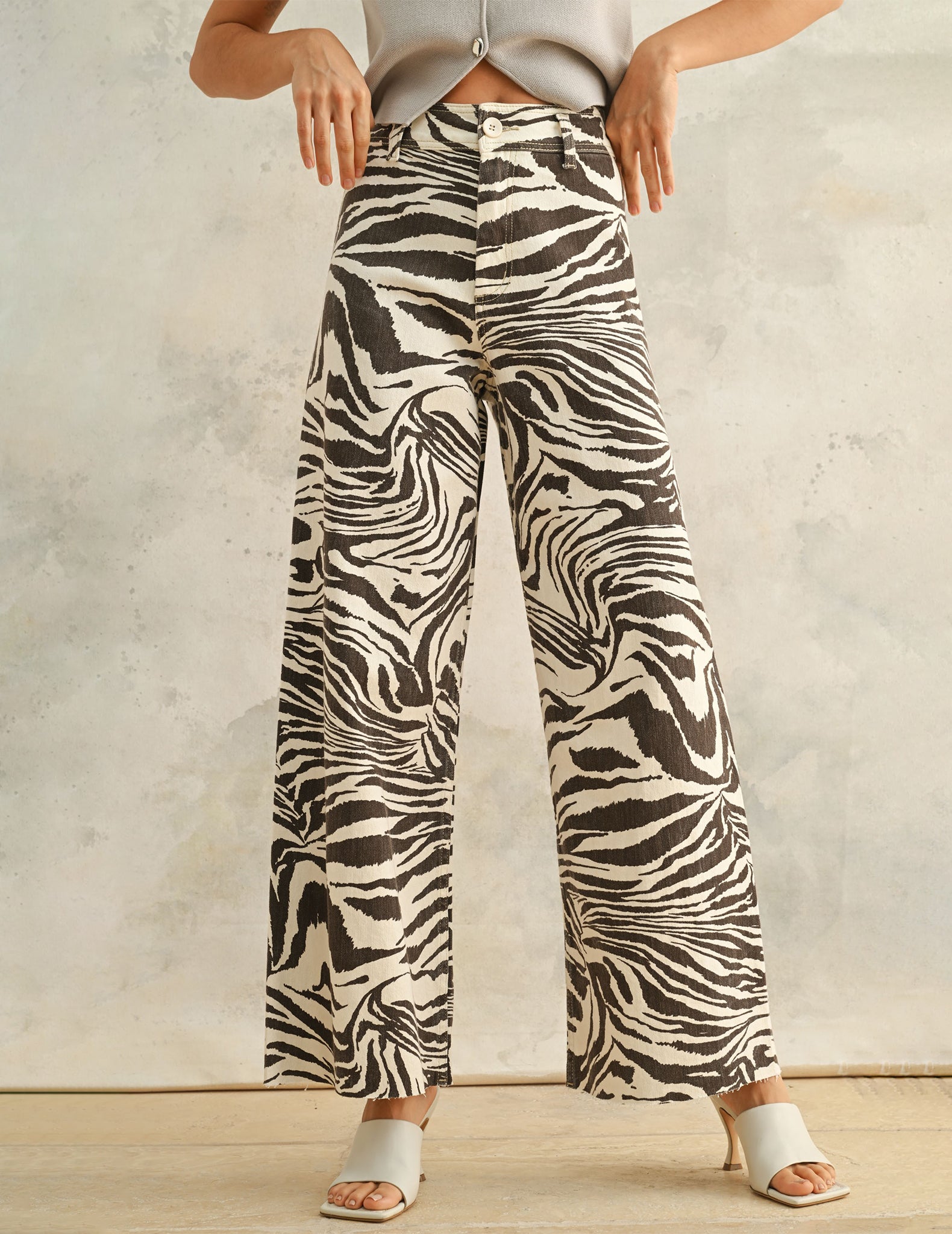 Tobi Zebra Print Wide Leg Pants